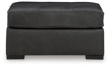 Brindley Pier Fog Leather Oversized Accent Ottoman