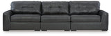 Brindley Pier Fog Leather 3-Piece Sectional Sofa