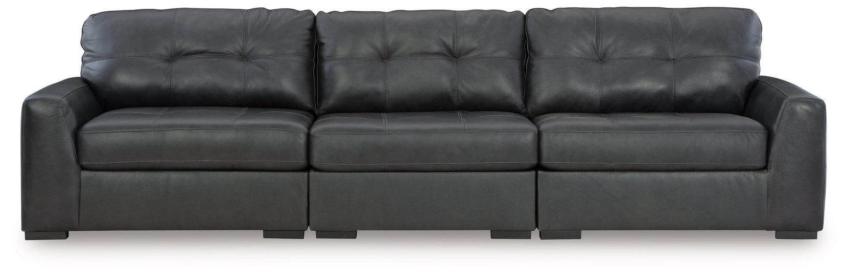 Brindley Pier Fog Leather 3-Piece Sectional Sofa