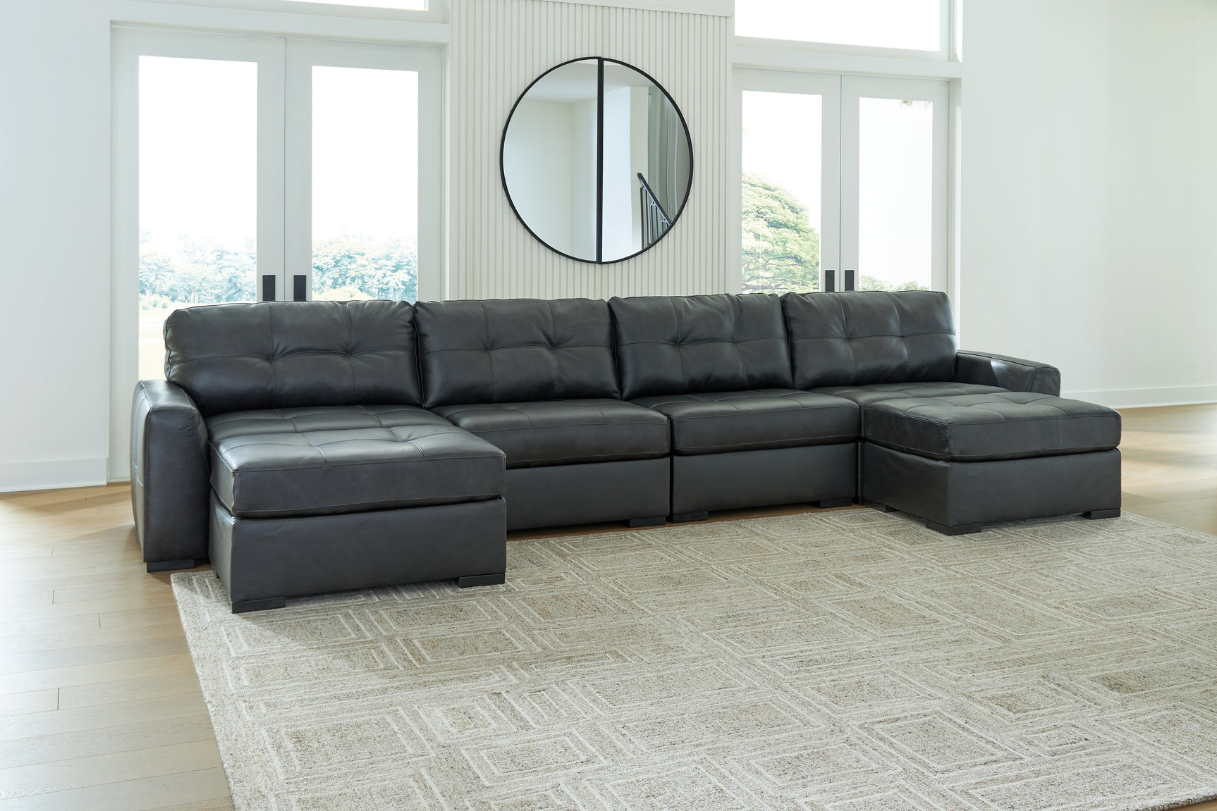 Brindley Fog Pier 4-Piece Sectional with Ottoman