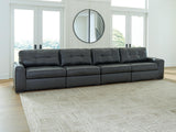 Brindley Pier Fog Leather 4-Piece Sectional