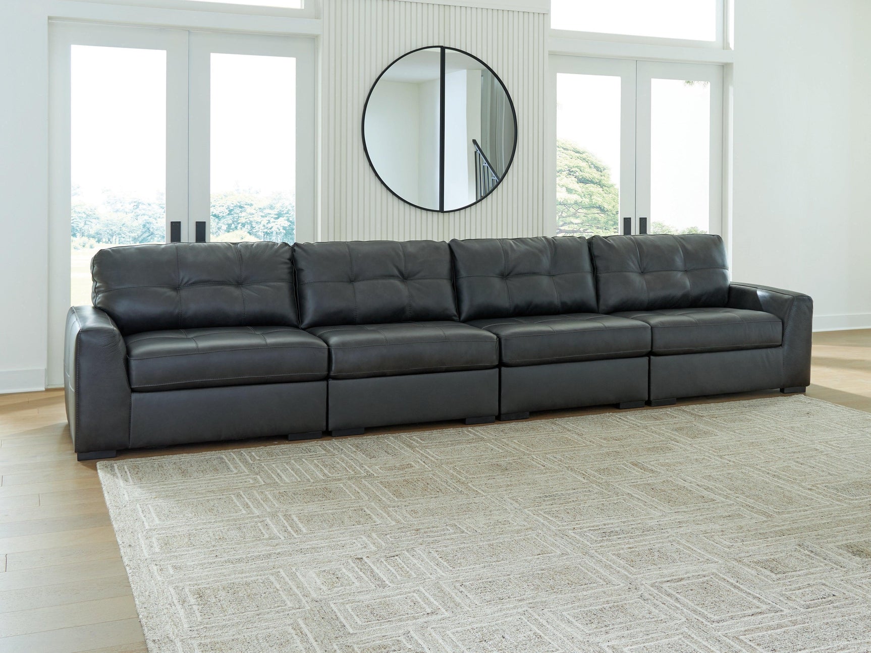 Brindley Pier Fog Leather 4-Piece Sectional