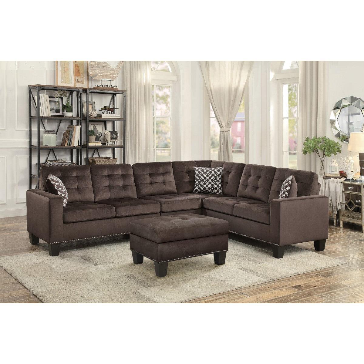 Lantana Chocolate Fabric Reversible Sectional
