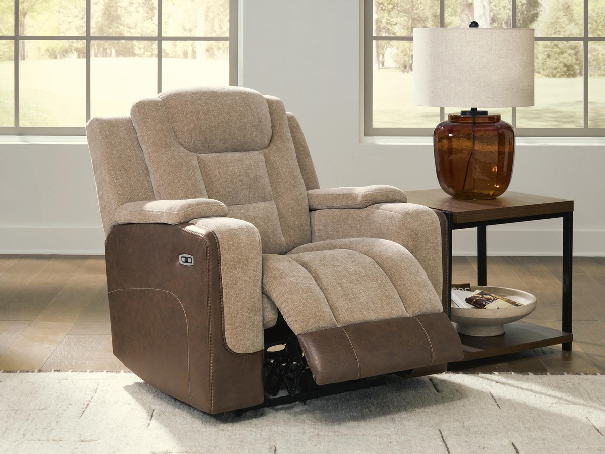 Mixed Motion Brownstone Chenille / Faux Leather Power Recliner — product image 6