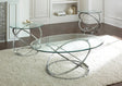 Chrome Round Coffee Table with Two End Tables — product view