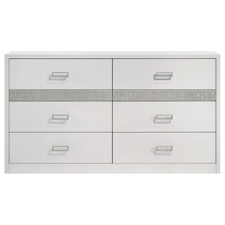 Viana 6-Drawer Bedroom Dresser White High Gloss — product image 3