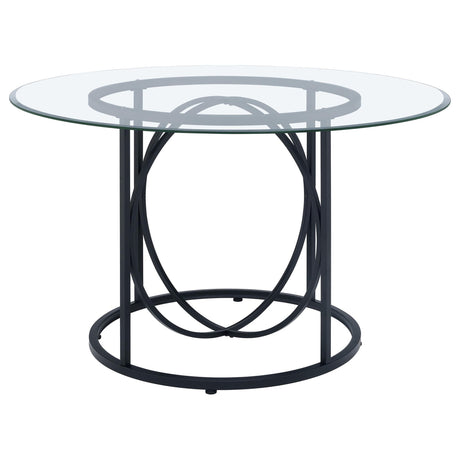 Levy 48-inch Round Glass Top Dining Table Matte Black — product image 2