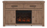 Garistyn Brown 62" TV Stand with Electric Fireplace — front view