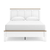 Kerisden White/Brown Queen Panel Complete Bed Frame — front view
