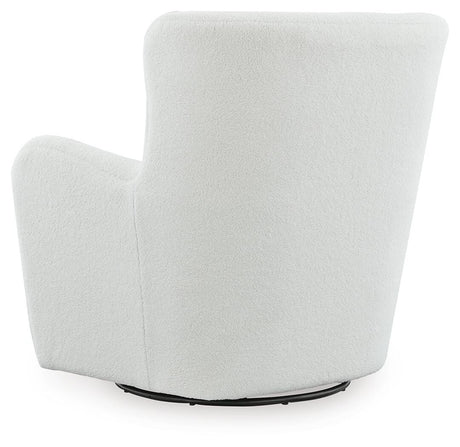 Rowenburg Cream Swivel Glider Accent Chair — back view