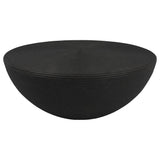 Macedo Round Ribbed Rattan Drum Coffee Table Black — product view