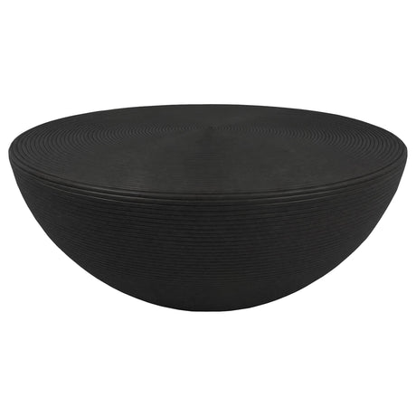 Macedo Round Ribbed Rattan Drum Coffee Table Black — product view