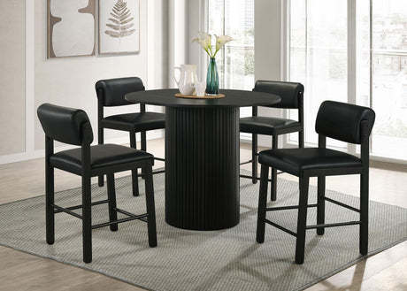 Hamlyn 5-Piece Round Wood Counter Height Dining Set Black — product view