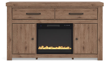 Garistyn Brown 62" TV Stand with Electric Fireplace — front view