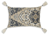 Winbury Traditional Blue Tan White Medallion Pillow Set of 4
