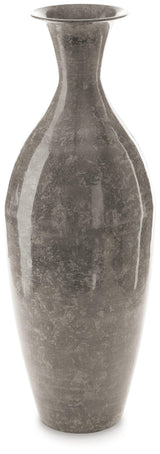Brockwich Antique Gray Metal Vase - 20" Height