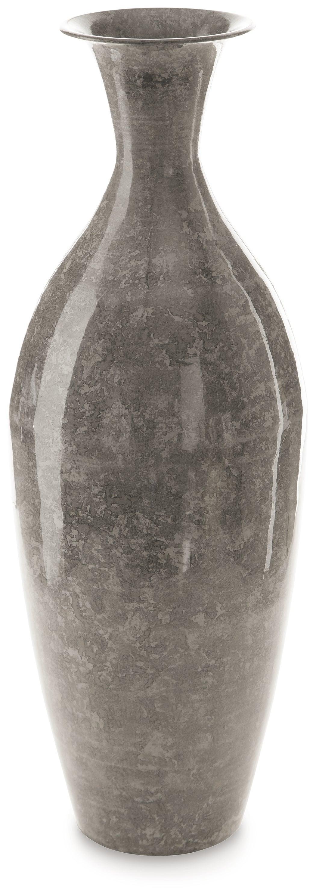 Brockwich Antique Gray Metal Vase - 20" Height