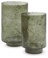 Clarkton Green Sanded Glass Candle Holder Set of 2