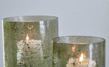 Clarkton Green Sanded Glass Candle Holder Set of 2
