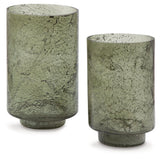 Clarkton Green Sanded Glass Candle Holder Set of 2