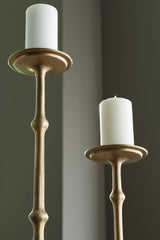 Larwick Antique Brass Finish Candle Holder (Set of 2)