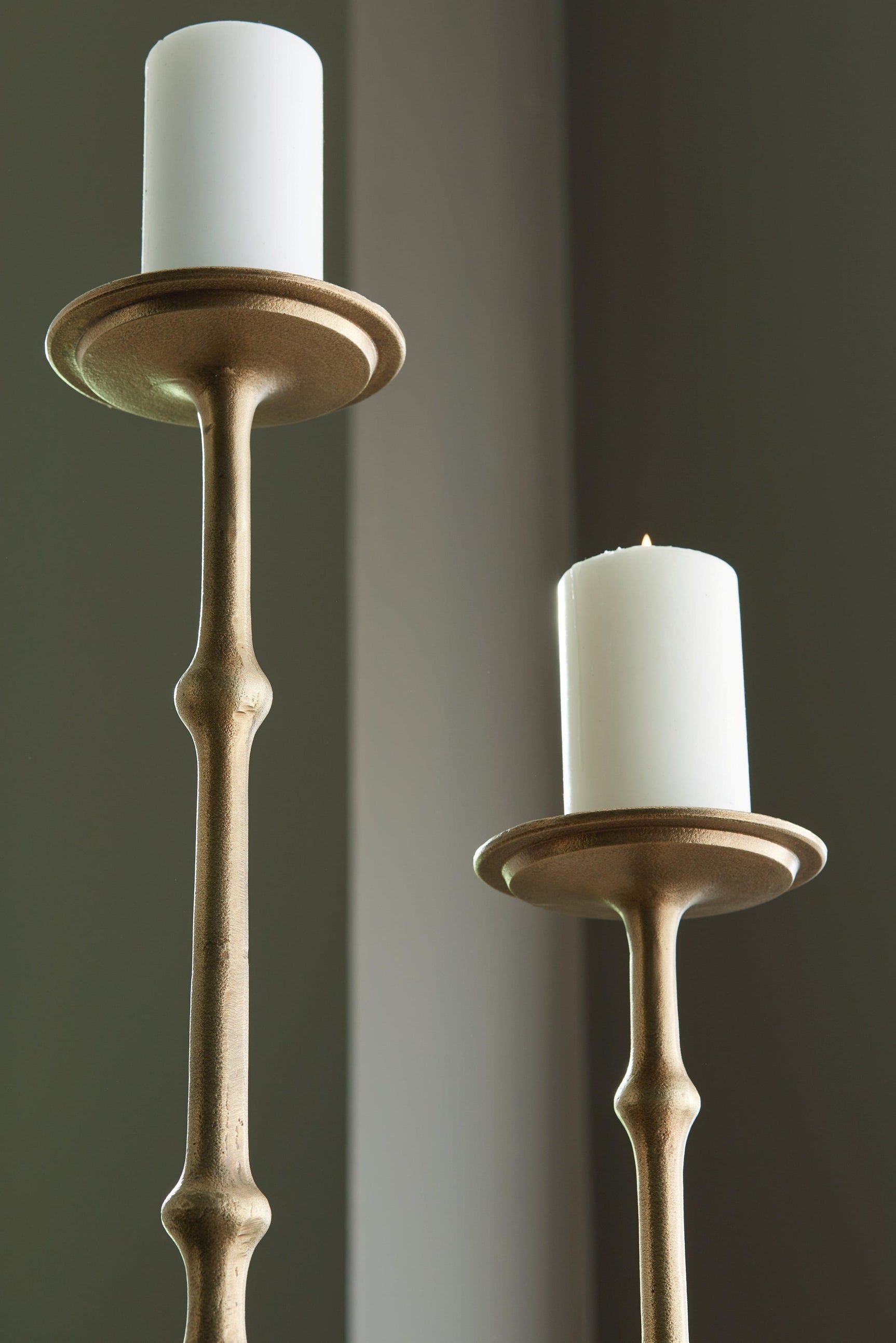 Larwick Antique Brass Finish Candle Holder (Set of 2)