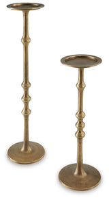 Larwick Antique Brass Finish Candle Holder (Set of 2)
