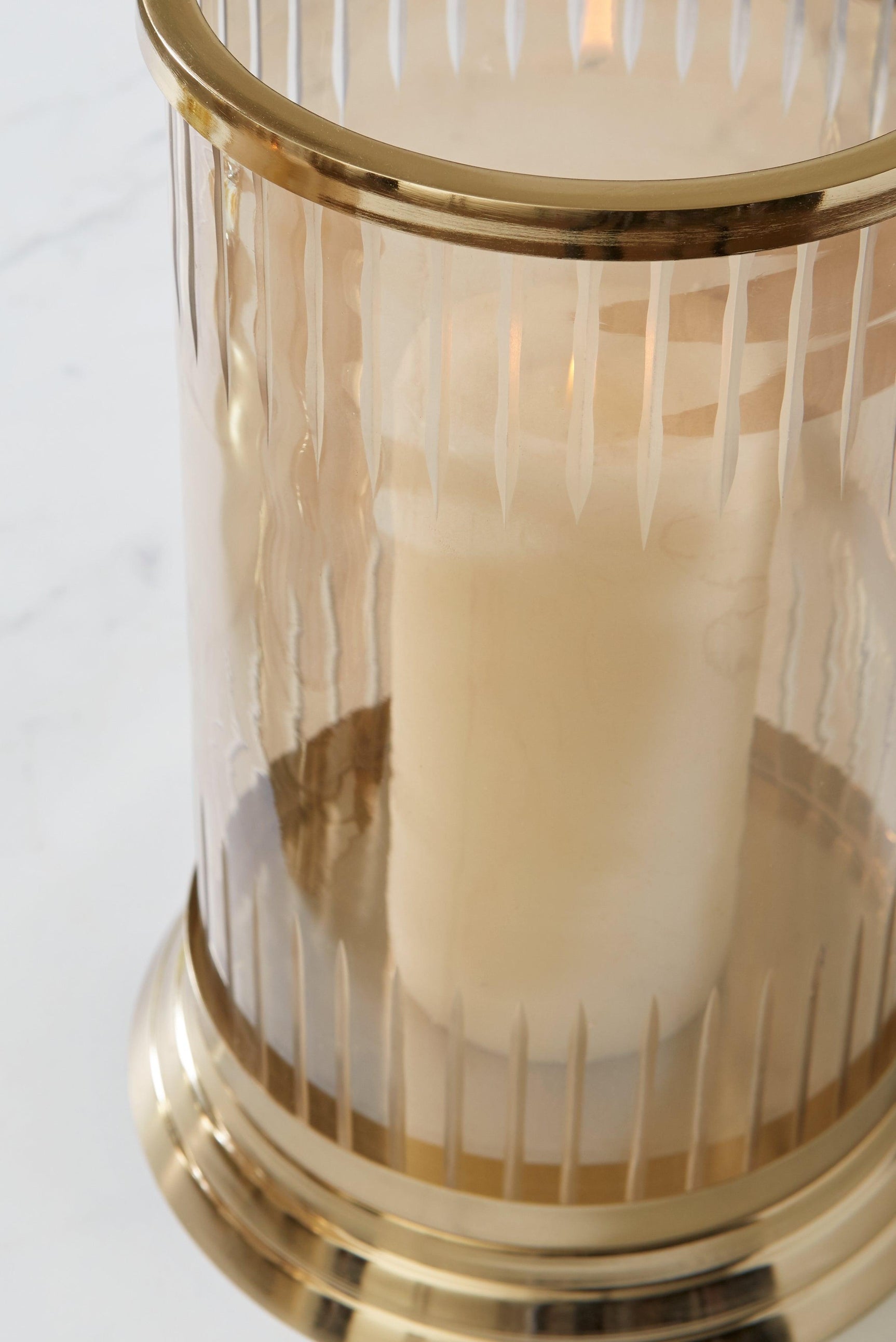 Aavinson Amber/Gold Finish Candle Holder