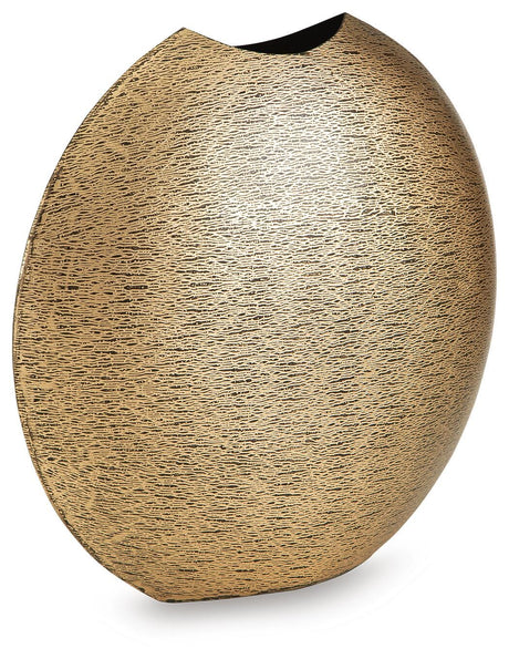 Iansboro Antique Gold Finish Vase angled view