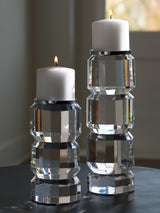 Brentley Clear/Silver Finish Candle Holder Set (Set of 2)