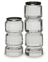 Brentley Clear/Silver Finish Candle Holder Set (Set of 2)