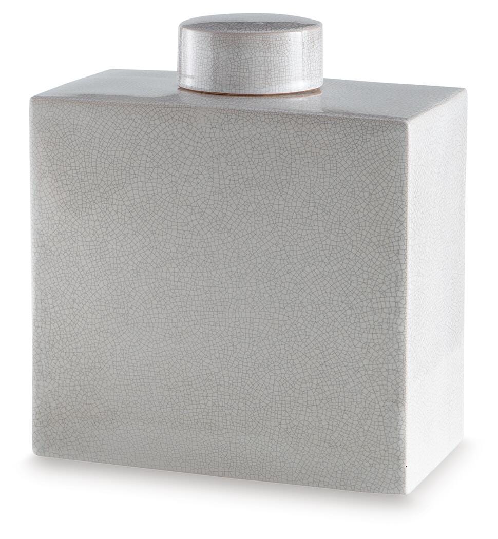 Haddworth Antique White Jar angled view