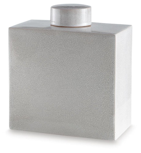 Haddworth Antique White Jar angled view