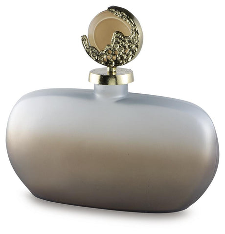Acario Taupe/Gold Finish Jar angled view