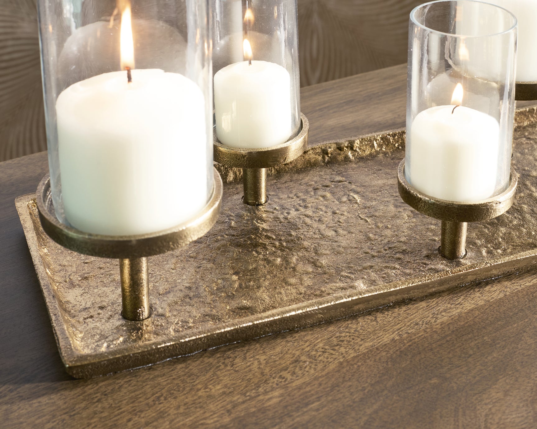 Wallmond Antique Brass Finish Candle Holder