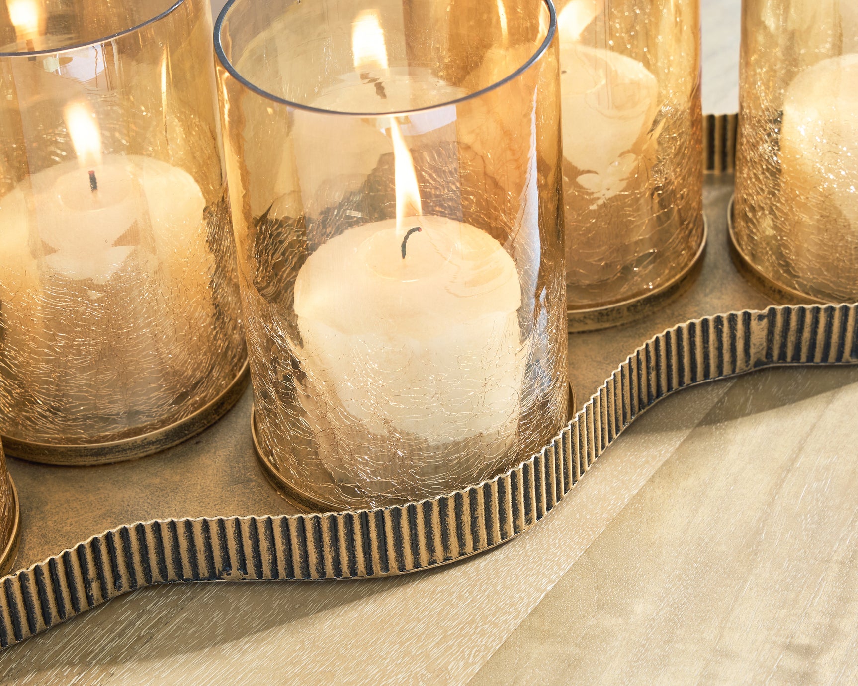 Evereton Antique Gold Finish Candle Holder