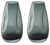 Beamund Teal Blue Glass Vase Set of 2