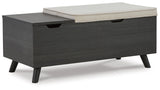 Yarlow Linen/gray Storage Bench - Ella Furniture