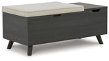 Yarlow Linen/gray Storage Bench - Ella Furniture