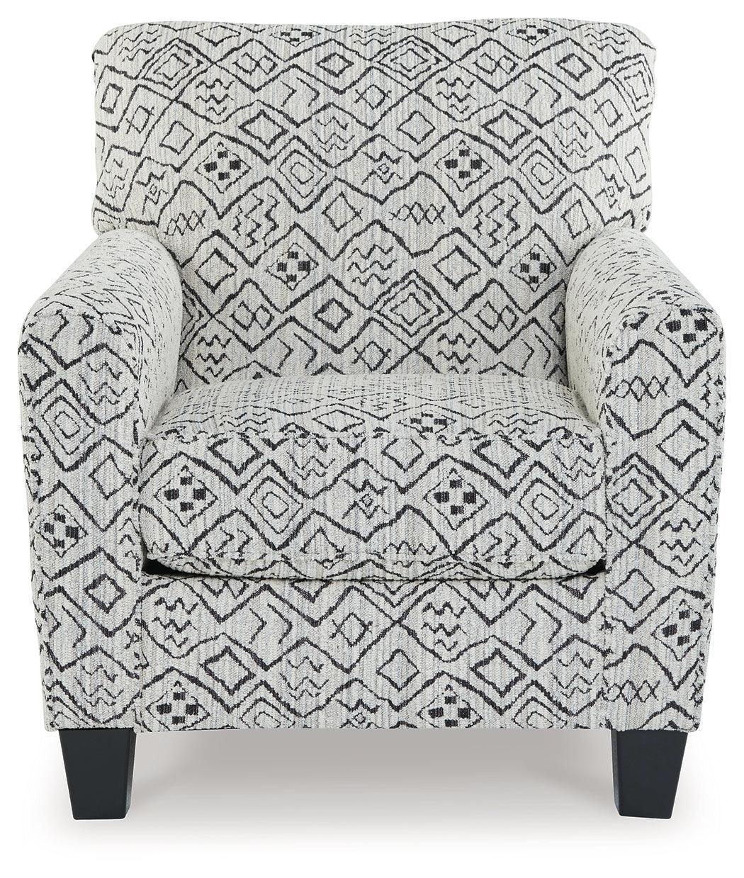 Hayesdale Black and Cream Patterned Accent Chair