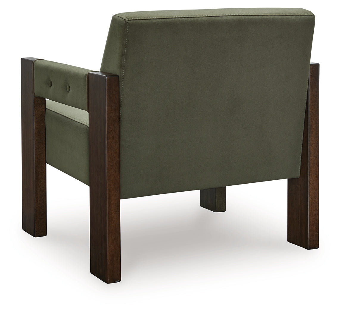 Adlanlock Olive Velvet Accent Chair