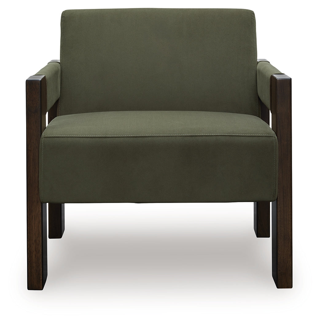 Adlanlock Olive Velvet Accent Chair