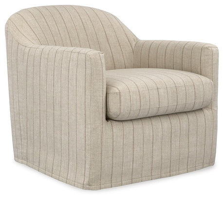 Valwick Cream/Brown Swivel Accent Chair angled view