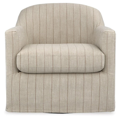 Valwick Cream/Brown Swivel Accent Chair view 3