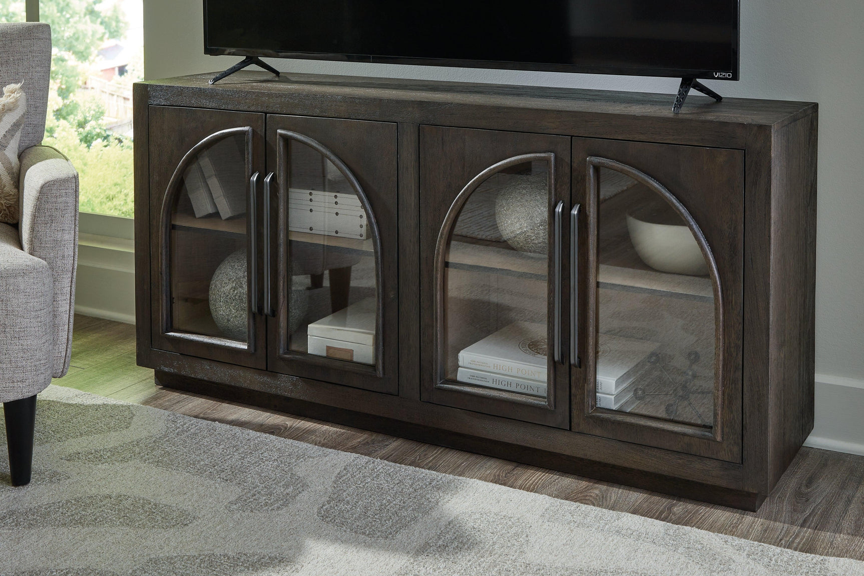 Dreley Grayish Brown Traditional Accent Cabinet