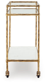 Plattfield Antique Gold Finish Bar Cart