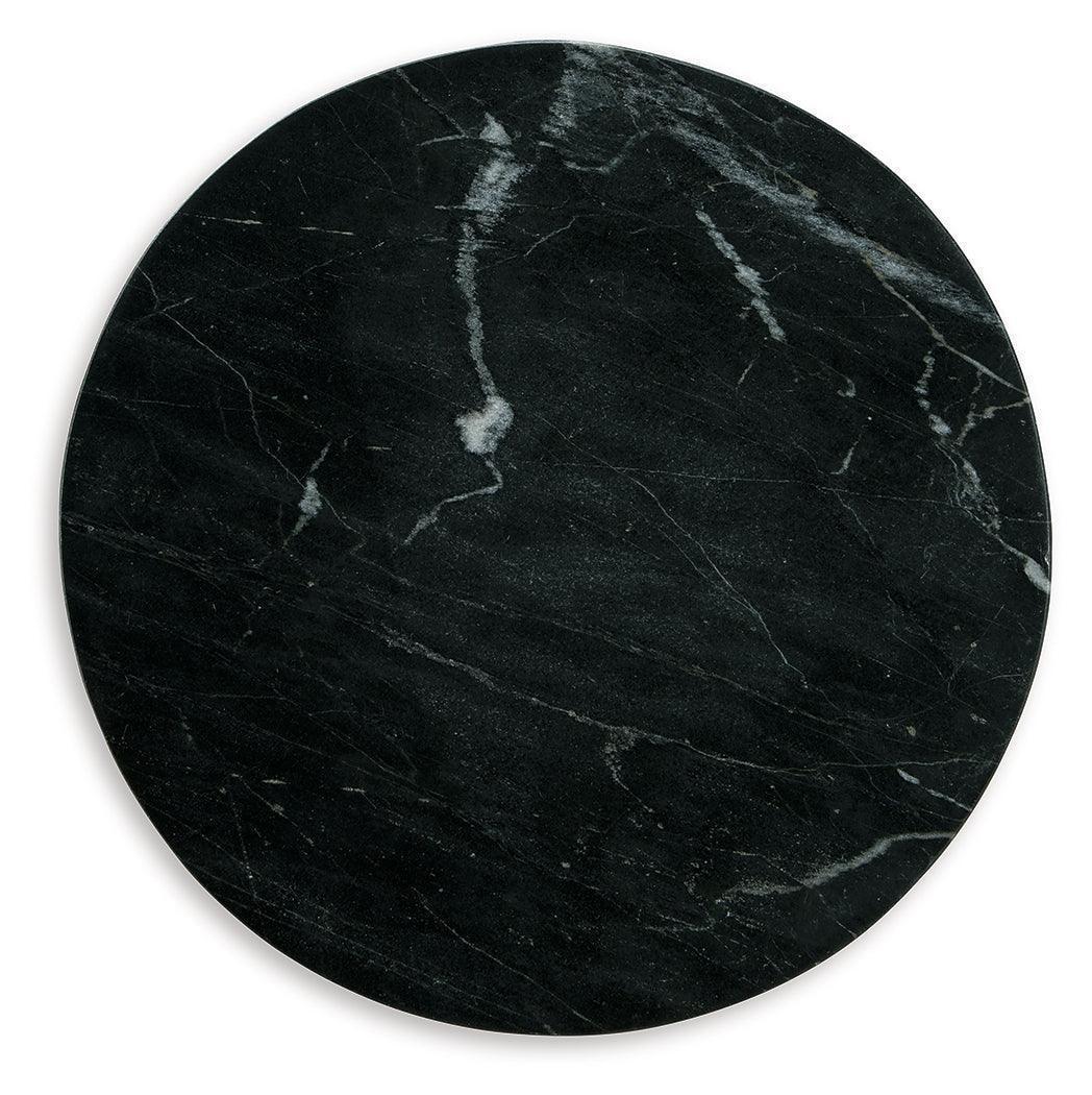 Quinndon Brown and Black Round Accent Table