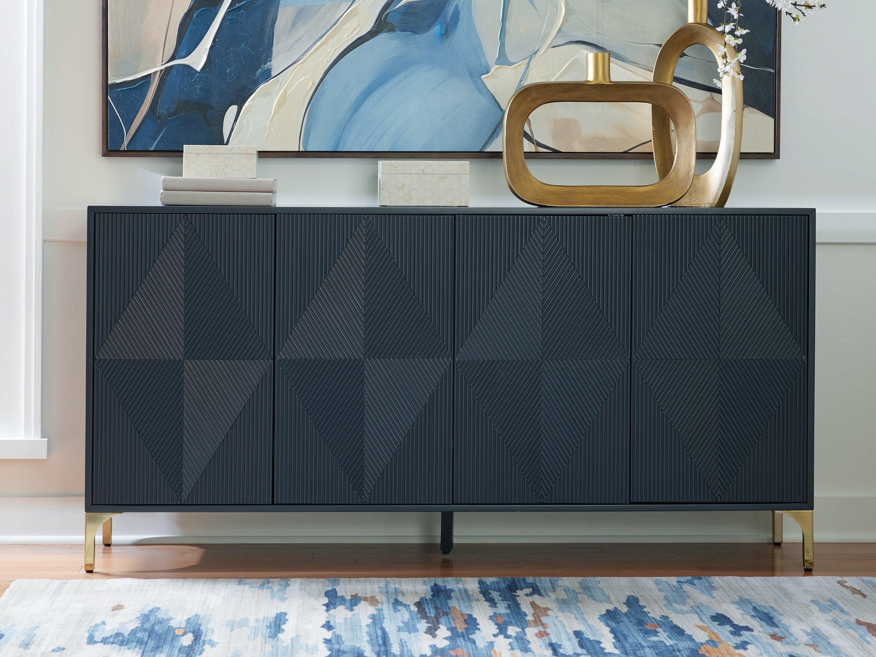 Loirwick Dark Blue Accent Cabinet