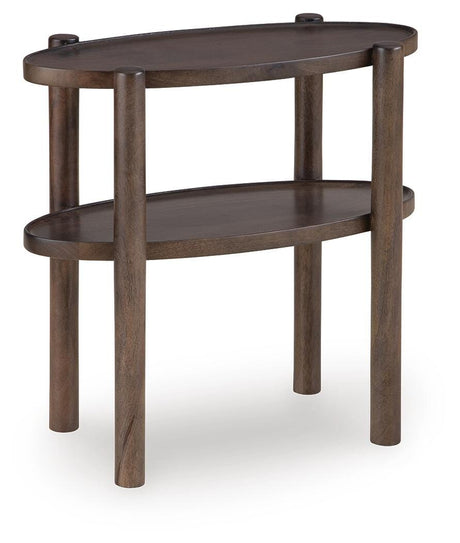 Wiattbury Gray Brown Accent Table angled view