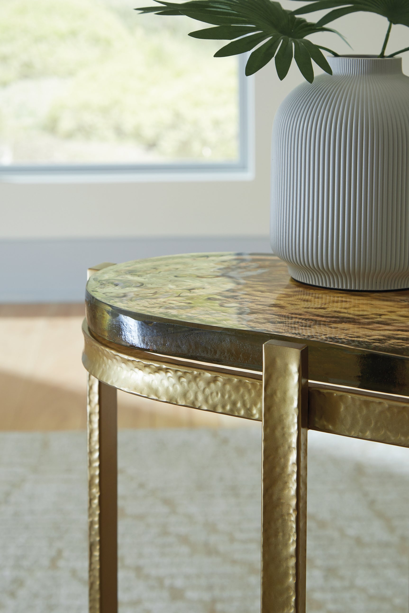 Porterville Gold Finish Accent Table